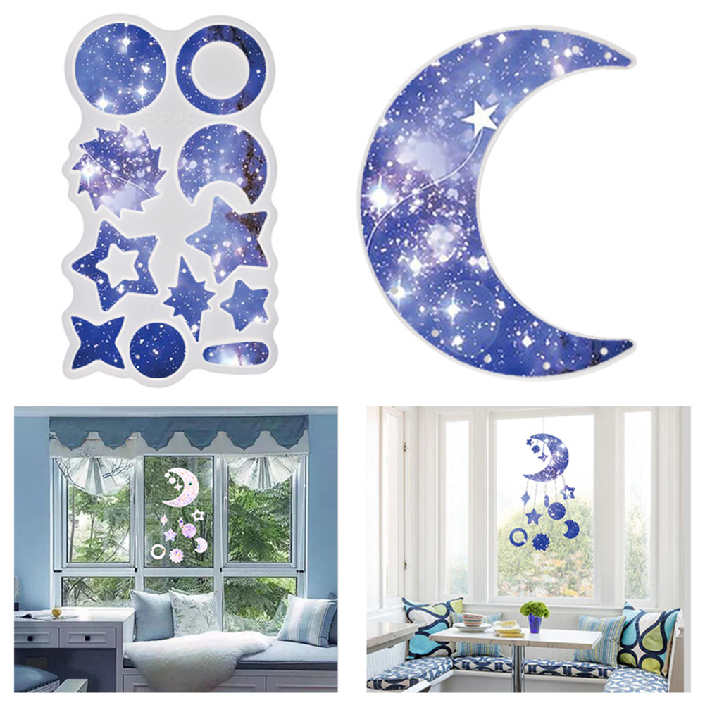 Everpert DIY Crystal Epoxy Resin Mold Moon Wind Chimes Silicone Mould Home Decor